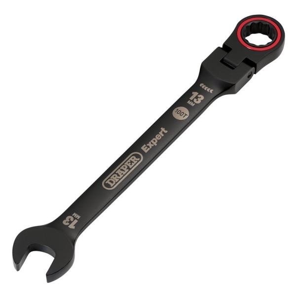 Draper EXPERT 13mm Hi-Torq® Metric Flexible Head Ratchet Combination Spanner - Black Draper EXPERT 13mm Hi-Torq® Metric Flexible Head Ratchet Combination Spanner - Black