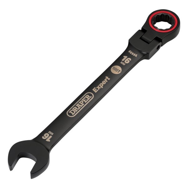 Draper EXPERT 16mm Hi-Torq® Metric Flexible Head Ratchet Combination Spanner - Black Draper EXPERT 16mm Hi-Torq® Metric Flexible Head Ratchet Combination Spanner - Black