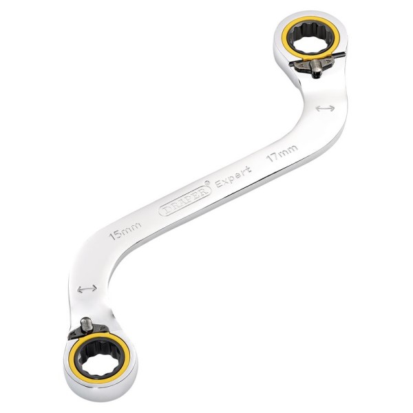 Draper EXPERT Hi-Torq® Double Ring Ratchet S-Shape Spanner - 15 x 17mm Draper EXPERT Hi-Torq® Double Ring Ratchet S-Shape Spanner - 15 x 17mm