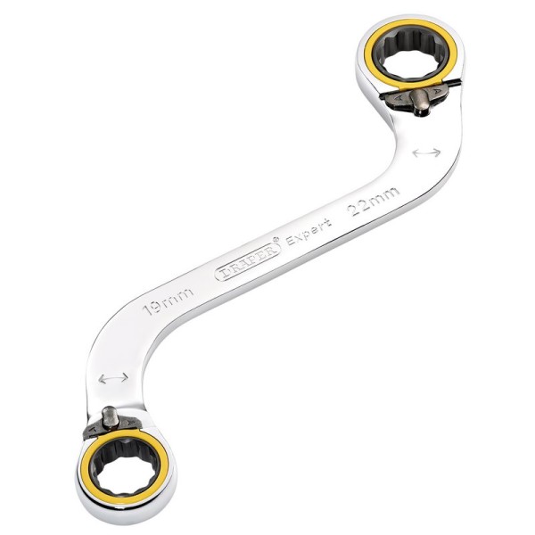 Draper EXPERT Hi-Torq® Double Ring Ratchet S-Shape Spanner 19 x 22mm Draper EXPERT Hi-Torq® Double Ring Ratchet S-Shape Spanner 19 x 22mm