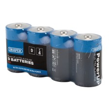 Draper Powerup Ultra Alkaline D Batteries (Pack of 4)