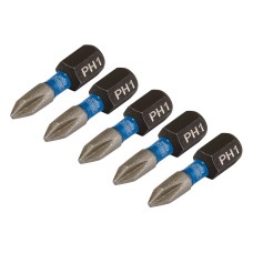 Draper EXPERT No. 1 x 25mm Cross Slot/PH Type Impact Screwdriver Bits - 1/4" Hex (Pack of 5)