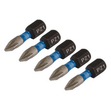 Draper EXPERT No. 1 x 25mm PZ-Type Impact Screwdriver Bits - 1/4" Hex (Pack of 5)