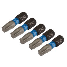 Draper EXPERT T30 x 25mm TX-Star® Impact Screwdriver Bits - 1/4" Hex (Pack of 5)