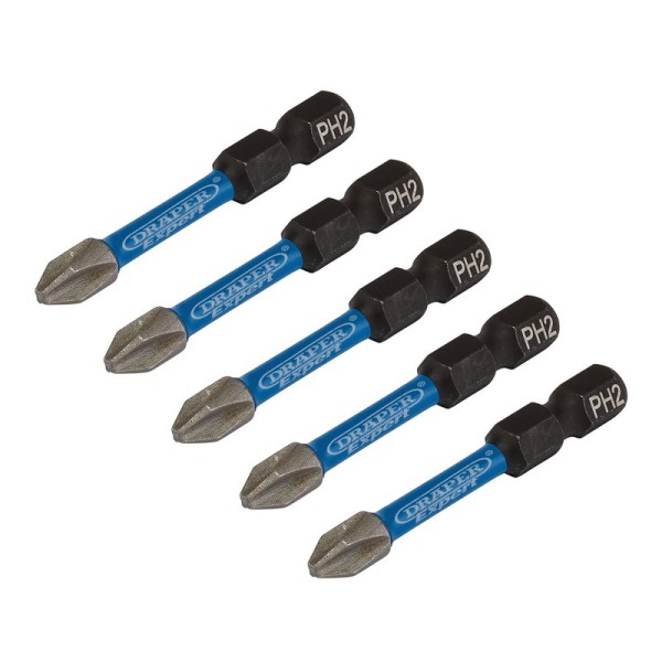 Draper EXPERT No. 2 x 50mm Cross Slot/PH Type Impact Screwdriver Bits - 1/4" Hex (Pack of 5) Draper EXPERT No. 2 x 50mm Cross Slot/PH Type Impact Screwdriver Bits - 1/4" Hex (Pack of 5)