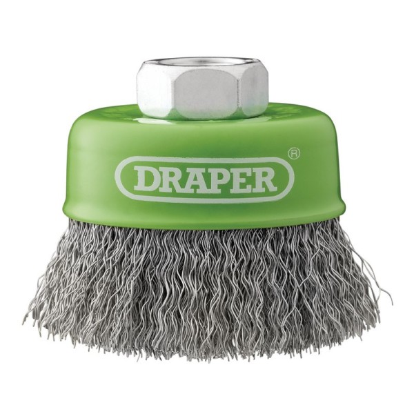 Draper 65mm Stainless-Steel Crimped Wire Cup Brush - M14 Draper 65mm Stainless-Steel Crimped Wire Cup Brush - M14