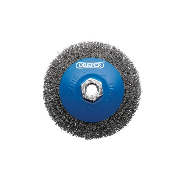 Draper 115mm Steel Bevelled Crimped Wire Wheel Brush - M14 Draper 115mm Steel Bevelled Crimped Wire Wheel Brush - M14