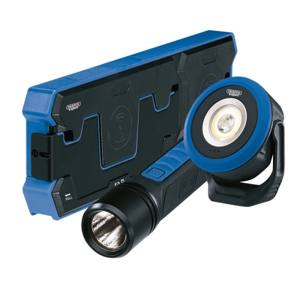 Draper EXPERT Wireless/USB Rechargeable Hand Torch and Mini Floodlight with Dual Charging Pad Draper EXPERT Wireless/USB Rechargeable Hand Torch and Mini Floodlight with Dual Charging Pad