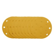 Draper 150mm Gold Sanding Discs with Hook & Loop 240 Grit - 15 Dust Extraction Holes (Pack of 10)