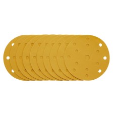 Draper 150mm Gold Sanding Discs with Hook & Loop 400 Grit - 15 Dust Extraction Holes (Pack of 10) Draper 150mm Gold Sanding Discs with Hook & Loop 400 Grit - 15 Dust Extraction Holes (Pack of 10)