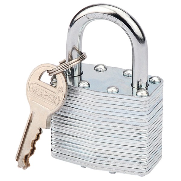 Draper 40mm Laminated Steel Padlock Draper 40mm Laminated Steel Padlock