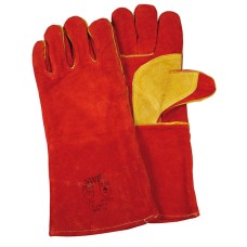 SWP Red Split Leather Kevlar Stitched MIG Gauntlet - Size 10