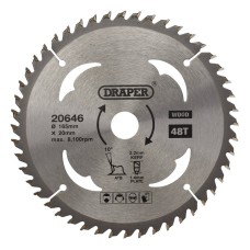 Draper TCT Circular Saw Blade for Wood 165 x 20mm (48T)