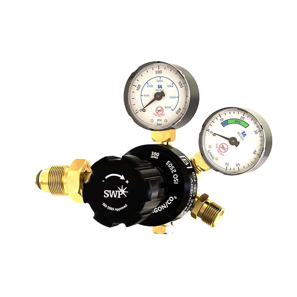 SWP Superflow Single Stage 2g Argon/CO2 30lpm Side Entry MIG Welding Regulator SWP Superflow Single Stage 2g Argon/CO2 30lpm Side Entry MIG Welding Regulator