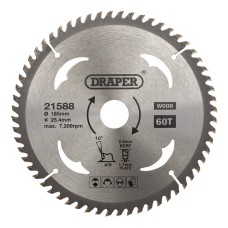 Draper TCT Circular Saw Blade for Wood 185 x 25.4mm (60T)