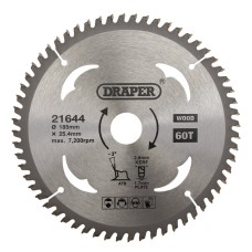 Draper TCT Circular Saw Blade for Laminate & Wood 185 x 25.4mm (60T)