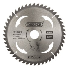 Draper 210 x 30mm TCT Circular Saw Blade for Wood (48T)