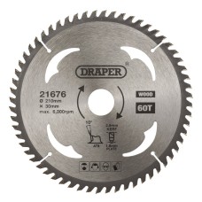 Draper TCT Circular Saw Blade for Wood 210 x 30mm (60T)