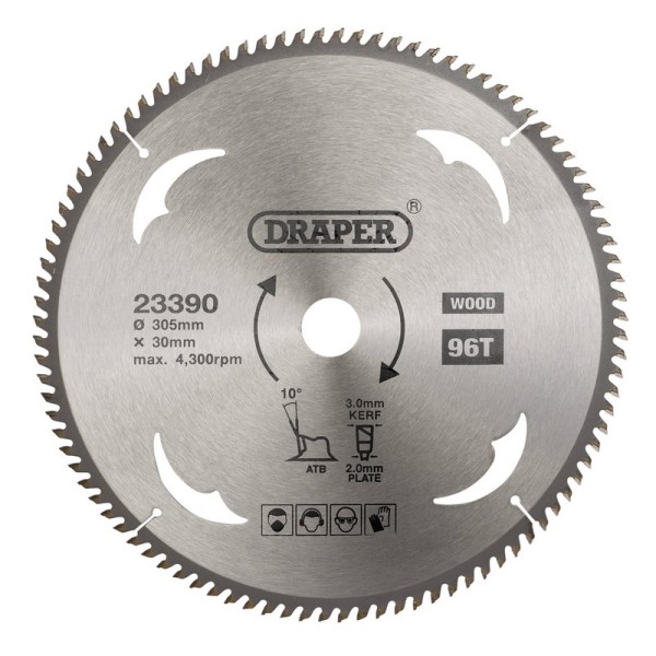 Draper TCT Circular Saw Blade for Wood 305 x 30mm (96T) Draper TCT Circular Saw Blade for Wood 305 x 30mm (96T)