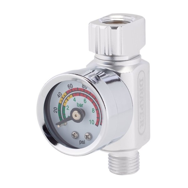 Draper 1/4" BSP On-Gun Air Regulator and Gauge - 140PSI Draper 1/4" BSP On-Gun Air Regulator and Gauge - 140PSI
