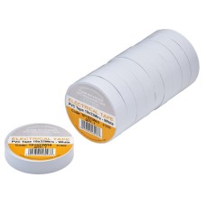 Draper White PVC Electrical Insulation Tape - 19mm x 33m (Pack of 10)