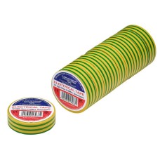 Draper Green/Yellow PVC Electrical Insulation Tape - 19mm x 20m (Pack of 10)