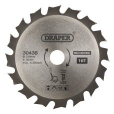 Draper TCT Multi-Purpose Circular Saw Blade 210 x 30mm (16T)