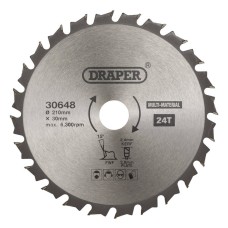 Draper TCT Multi-Purpose Circular Saw Blade 210 x 30mm (24T)