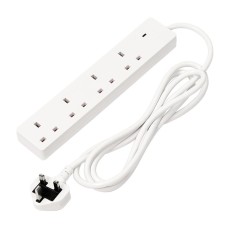Draper 4 Way White Extension Lead - 2m