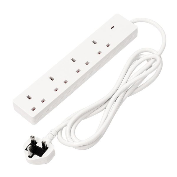 Draper 4 Way White Extension Lead - 2m Draper 4 Way White Extension Lead - 2m