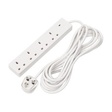 Draper 4 Way White Extension Lead - 5m