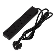 Draper 4 Way Black Extension Lead - 2m