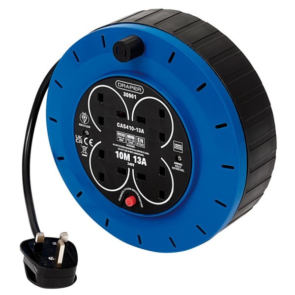 Draper 230V 13A 4 Socket Cassette Reel - 10m Draper 230V 13A 4 Socket Cassette Reel - 10m