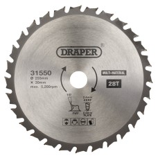 Draper TCT Multi-Purpose Circular Saw Blade 255 x 30mm (28T)