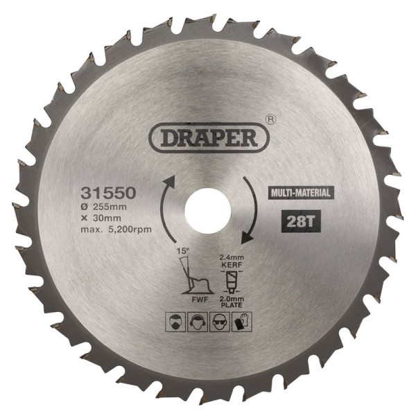 Draper TCT Multi-Purpose Circular Saw Blade 255 x 30mm (28T) Draper TCT Multi-Purpose Circular Saw Blade 255 x 30mm (28T)