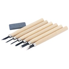 Draper Wood Carving Set With Sharpening Stone (7 Piece)