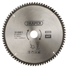 Draper TCT Triple Chip Grind Circular Saw Blade 255 x 30mm (80T)