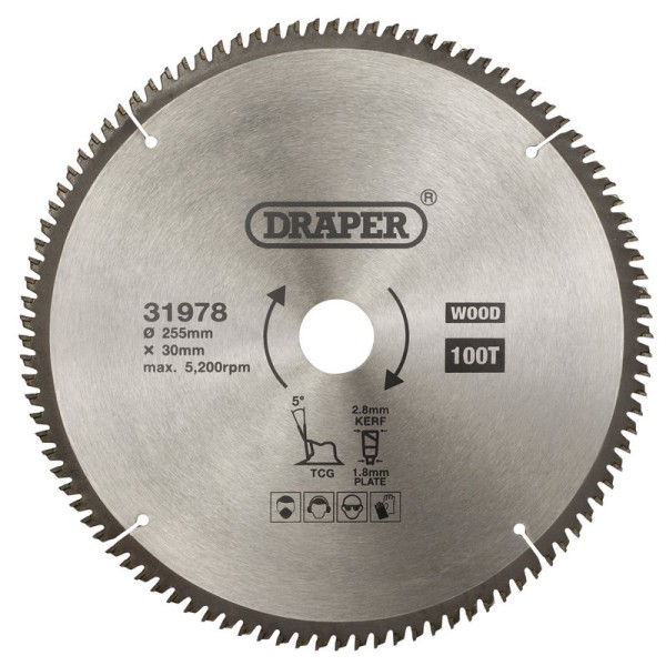 Draper TCT Triple Chip Grind Circular Saw Blade 255 x 30mm (100T) Draper TCT Triple Chip Grind Circular Saw Blade 255 x 30mm (100T)