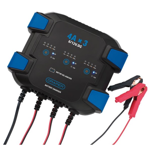 Draper 3 Bank 6/12V Smart Charger 12A (3x4A) Draper 3 Bank 6/12V Smart Charger 12A (3x4A)