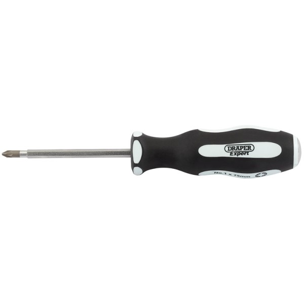 Draper EXPERT Pound Thru' Pz Type No:1 X 75mm Soft Grip Screwdriver Draper EXPERT Pound Thru' Pz Type No:1 X 75mm Soft Grip Screwdriver