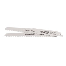 Draper Bi-Metal Reciprocating Saw Blades for Multi-Purpose Cutting 200mm 6-12TPI (Pack of 2)