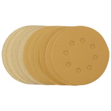 Draper 125mm Gold Sanding Discs with Hook & Loop - Assorted Grit - 120g, 180g, 240g, 320g, 400g (Pack of 10)