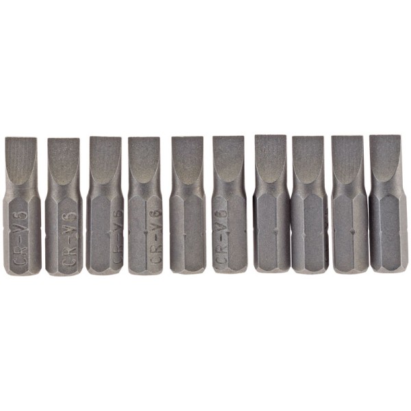 Draper 6mm 1/4" Hex Plain Slot Insert Bit 25mm Long X 10 Draper 6mm 1/4" Hex Plain Slot Insert Bit 25mm Long X 10