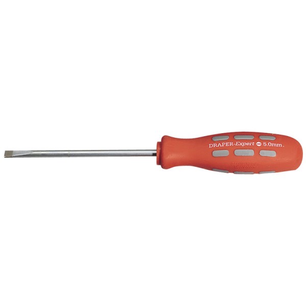 Draper EXPERT 100mm X 5.0mm Plain Slot Parallel Tip Mechanics Screwdriver (Sold Loose) Draper EXPERT 100mm X 5.0mm Plain Slot Parallel Tip Mechanics Screwdriver (Sold Loose)