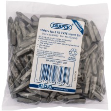 Draper No.3 Pz Type 1/4" Insert Bits (Bag Of 100)