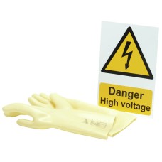 Draper EXPERT Electrical Insulating Gloves And 'danger High Voltage' Hazard Sign