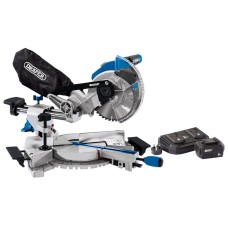 Draper D20 20V Brushless 185mm Sliding Compound Mitre Saw with 5Ah Battery and Twin Charger