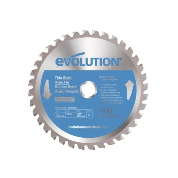 Evolution Thin Steel Cutting Circular Saw Blade 180 x 20mm x 68T Evolution Thin Steel Cutting Circular Saw Blade 180 x 20mm x 68T