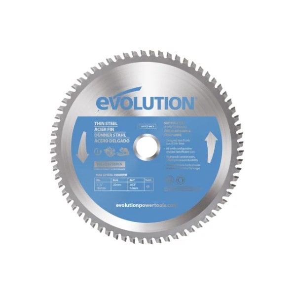 Evolution Thin Steel Cutting Circular Saw Blade 185 x 20mm x 68T Evolution Thin Steel Cutting Circular Saw Blade 185 x 20mm x 68T