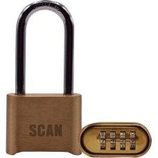 Scan Brass Combination Padlock 50mm Long Shackle